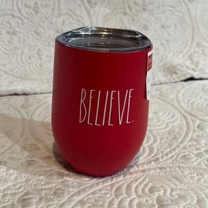 Rae Dun BELIEVE stemless wine glass, NWOT